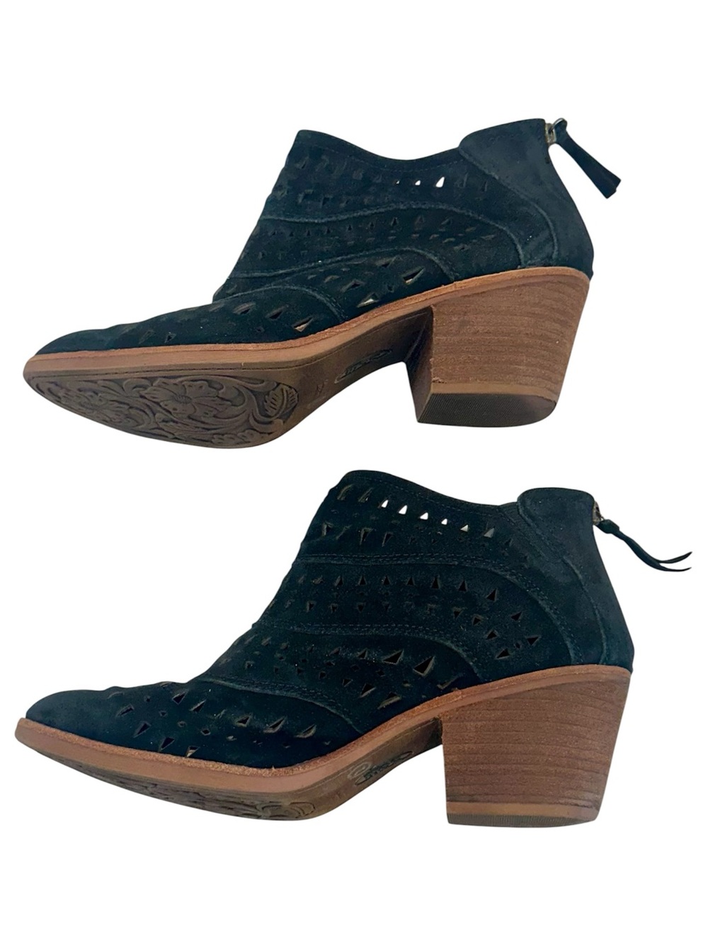 Söfft Black Westwood II Suede Laser Cutout Ankle Booties with Wood-Look Heel - Picture 10 of 10